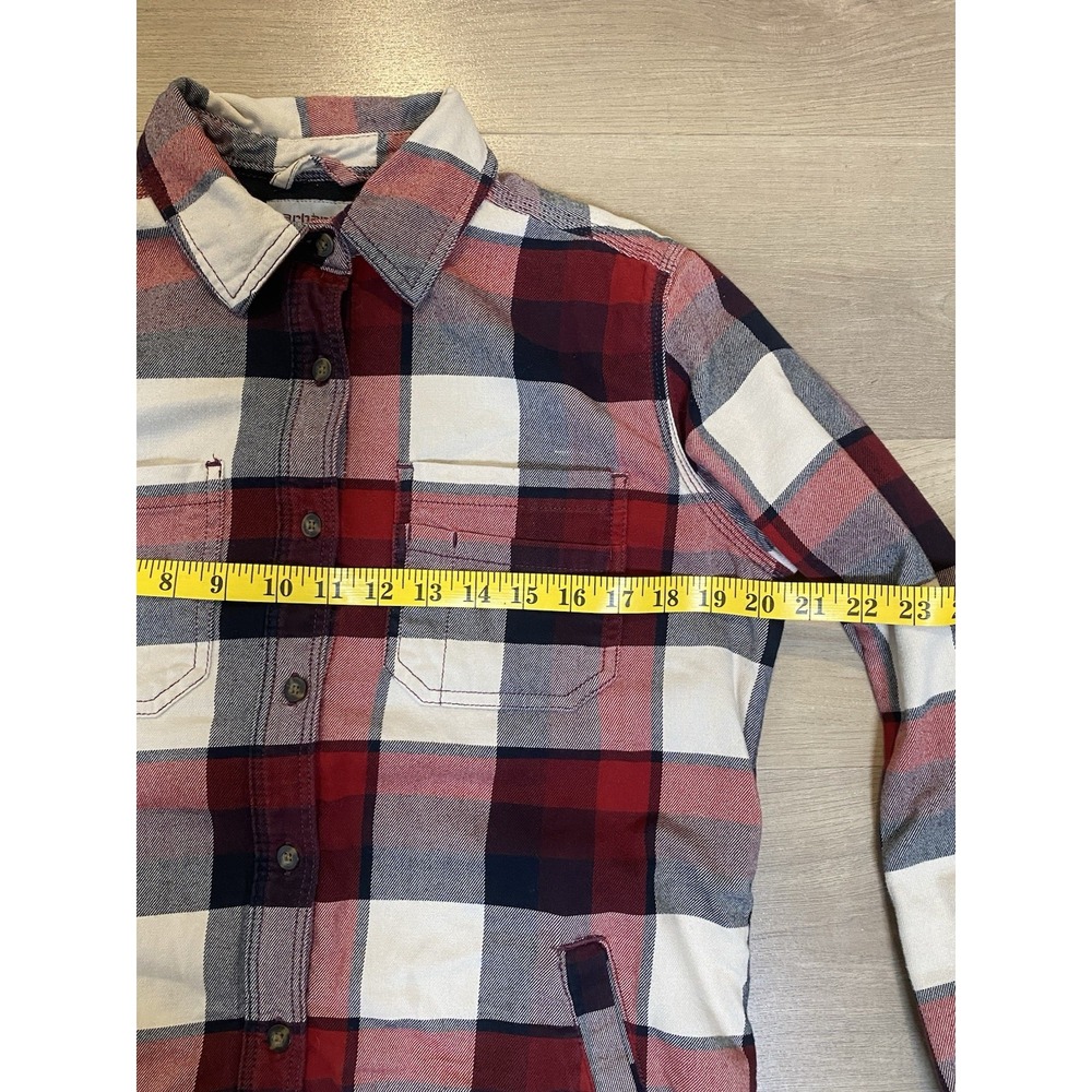 Carhartt Plaid Flannel Fleece Lined Shacket Long Sleeve Button Shirt S (4/6) - Picture 4 of 13